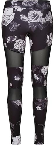 Urban Classics Damen Ladies Tech Mesh AOP Leggings, darkflower, S