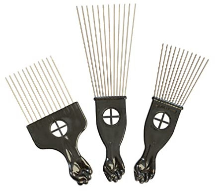 3 Pièces Peigne à Pick Afro métal peigne à poils Afro dents larges peigne à poils outils de coiffure