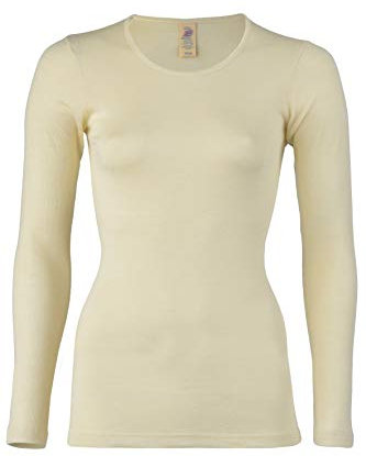 Engel Natur, Damen Unterhemd Langarm, 100% Wolle (kbT) (42-44, Natur)