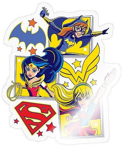 Spreadshirt Super Hero Girls Batgirl Wonder Woman Supergirl Kacheln Sticker, max. 10 x 10 cm, 10 x 10 cm, Transparent glänzend
