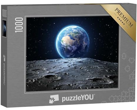 puzzleYOU: Puzzle 1000 Teile „Blick vom Mond auf die Erde, NASA-Bildmaterial“ – aus der Puzzle-Kollektion Mond