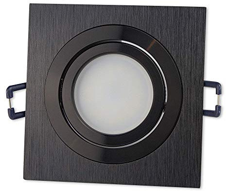 12x LED Einbaustrahler Set Schwarz eckig 5 Watt warmweiß 230V flach (30mm) - Einbauleuchte schwenkbar dimmbar aus Aluminium - 75-85mm Bohrloch Einbau-Spot Decken-Strahler