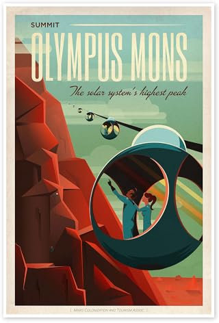 Olympus Mons (Mars) - SpaceX Poster 40 x 60 cm Orange Wandbilder Wanddeko