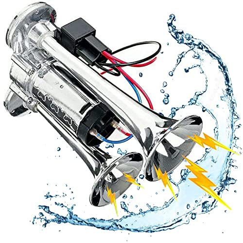 Hexilgbn 12V 600Db Truck Horn,Super Loud Chrome Zinc Single Horn Truck Air Horn with Compressor for Most 12V Vehicles,Trucks,Trains,Boats,Cars,Vans(Colour: Silver)