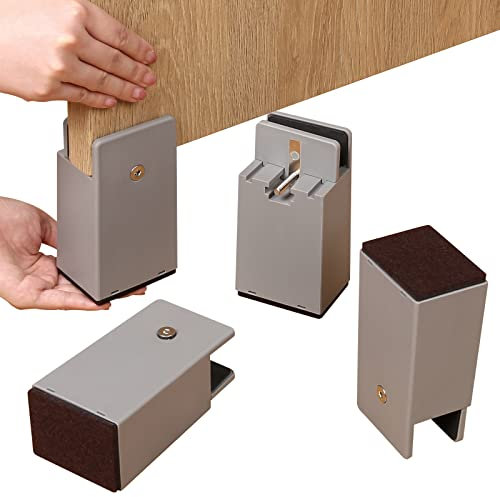 Ezprotekt Rehausseurs de lit et de meubles réglables avec pince à vis, 10,2 cm, rehausseurs de canapés, tables et chaises, adaptés aux pieds de chaise carré/ronds d'un diamètre de 0 à 3,8 cm(lot de 4)