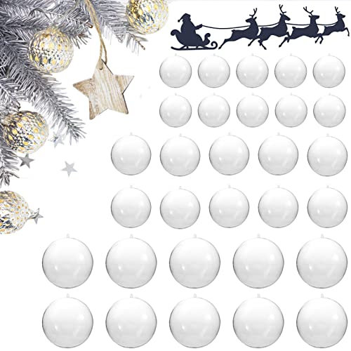 30 PCS 8cm, 6cm, 5cm Clear Fillable Christmas Baubles, Personalized Christmas Tree Decorations, DIY Clear Plastic Baubles, Make Your Own Baubles