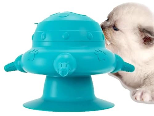 HDAKDDHG Mangeoire pour Chiots,Bol à Lait Bionique en Silicone pour Animaux De Compagnie avec 4 Sucettes Et Ventouse,Biberon Silicone pour Chiots,pour Chatons,Chiots, l'allaitement (Paon Bleu)