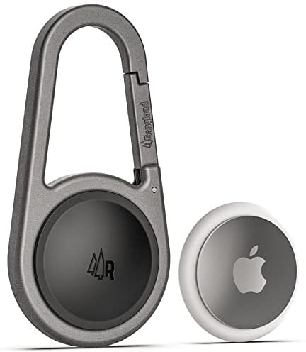 RANGLAND Carabiner AirTag Holder with Keychain - Ultra Durable Shockproof/Waterproof Case with Spring-Loaded Clip (Designed for Apple AirTag) (Aluminum)