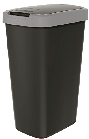 Keden Compacta Q Poubelle avec couvercle pivotant et rabattable - 45 l - En plastique - Pour tri sélectif des déchets - Poubelle de recyclage - Noir/gris fumé