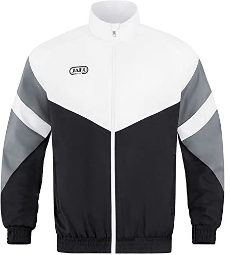 JAKO Herren Freizeitjacke Retro, Schwarz/Weiß/Steingrau, L