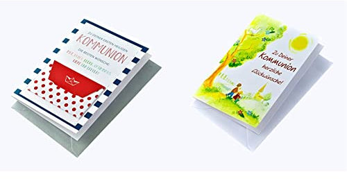 Perleberg Kommunionskarte in 11,6 x 16,6 cm, 7121005-2 Kommunionskarte 11,6 x 16,6 cm - Hochwertige Glückwunschkarte zur Kommunion mit kreativem Landschaftsmotiv 7120001-2 Bunt