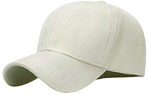 Kangqifen Herren Damen Einfache Einfarbiger Baseball Caps Kappe Mütze mit Klettverschluss Mehrfarbige Optionen Beige