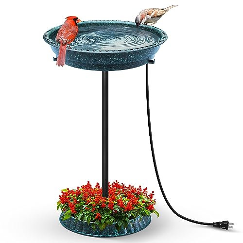 GESAIL Beheizte Vogeltränke, 75 W, thermostatisch gesteuert, leichtes Sockel, Vogeltränke mit Metallpfahl, beheizte Vogeltränke für den Außenbereich für den Winter, Garten, Terrasse, Hof, Dekoration,