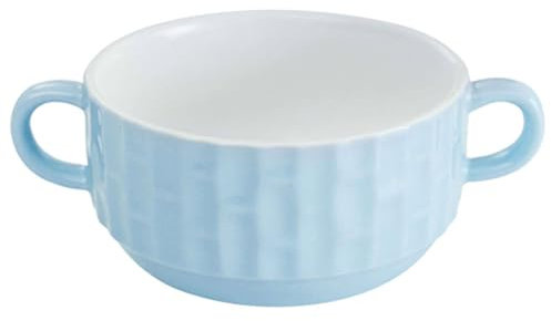TYMYYS Bol Avec Anse Pour Soupe, Petit Déjeuner, Micro-Onde - Vaisselle Chinoise, Asiatique - Bleu - 11x11x5cm, 320ml