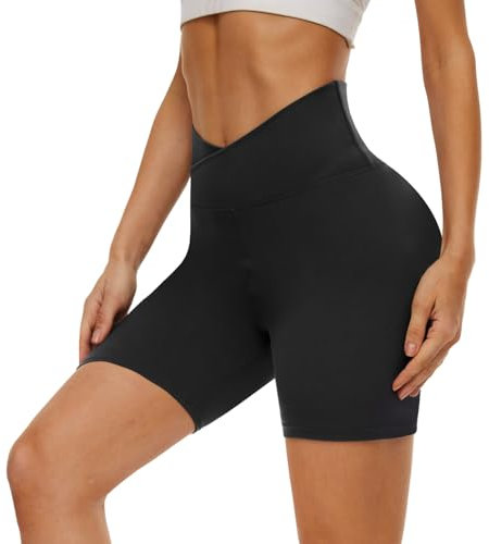DDOBB Radlerhose Damen Kurze Shorts Sporthose Leggings Blickdicht High Waist Elastisch Unterhosen Fitness Hotpants Sommer Boxershorts(Schwarz,L-XL)