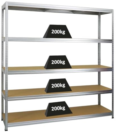 PROREGAL Scaffale per carichi pesanti Giant Elephant | AxLxP 180x180x45cm | Portata per ripiano 200kg | Zincato