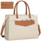 RAINSMORE Handtasche Damen Umhängetasche 2 in 1 Shopper Damen 15.6 Zoll Groß PU Leder Laptoptasche Damen Wasserdicht Arbeitstasche für Business Büro Schule Beige und Braun
