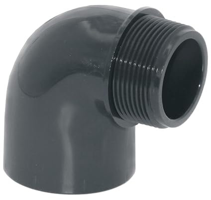 HAF® 1x PVC Fittings Winkel 90° mit 50mm Klebemuffe x 2 Außengewinde - Winkelverbinder aus grauem PVC-U für Poolverrohrungen und vieles mehr... Qualität: Made in Europe. Menge: 1 Stück