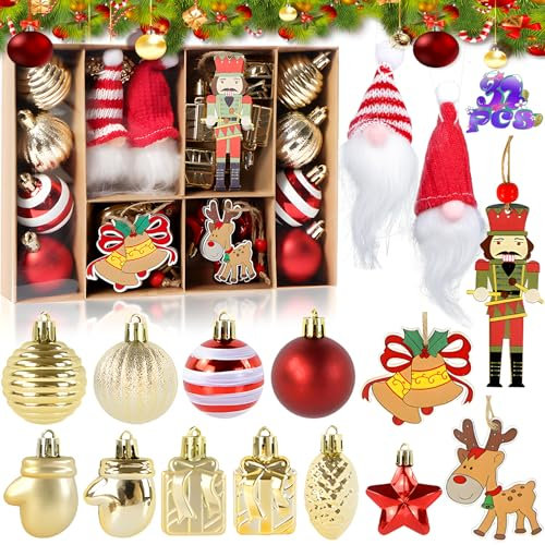 NLMWTI Juego de 32 Adornos para Árbol de Navidad, Decoración 2025 Personalizada, Irrompibles Decoraciones Navideñas