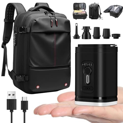 Vacuum Seal Backpack Travel Vacuum with Electric Air Pump Set, 60L Large Travel Backpack with Pockets, Wet Dry Separation, Waterproof, Anti Theft