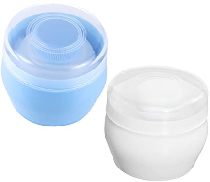 SHOWERORO Tragbare Puderquaste Mit Behälter Leere Körperpuderbox Mit Weichem Puff Reise Für Babypflege Praktischer Talkumpuder Container 2 Stück (blau Weiß