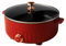Marmite électrique 1350 W avec séparateur, multicuiseurs électriques avec couvercle en verre trempé, marmite électrique Shabu pour réunions de famille ou dîners (avec 3 vitesses réglables), rouge