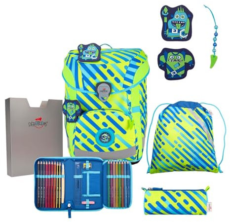 DerDieDas ErgoFlex Easy Exklusiv Neon Schulranzenset 5-teilig Monster