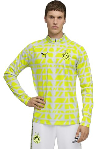 PUMA Herren Borussia Dortmund Aufwärmoberteil mit viertellangem Reißverschluss