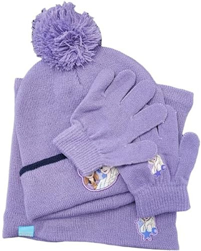 Set 3 pièces avec chapeau d'hiver, cache-cou écharpe et gants pour enfant - Taille unique - Doux et chaud pour FROZEN, Pour la Reine des Neiges, taille unique