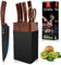 Set Couteaux de Cuisine 7 Pièces avec Porte Couteau Professionnel - Lames Acier Inoxydable Aiguisées, Manches Ergonomiques Antidérapants - Ensemble Couteaux de Chef pour Cuisine Maison