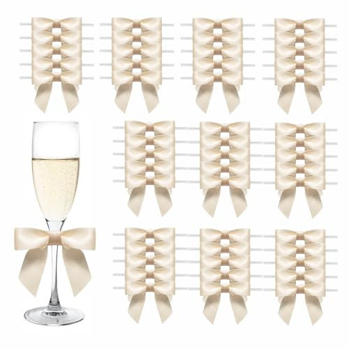 MORSUNBELA 50 Stück Geschenkschleifen Geschenk Schleifen Geschenk Deko für Weihnachten Hochzeiten und Geschenkverpackungen Beige Creme