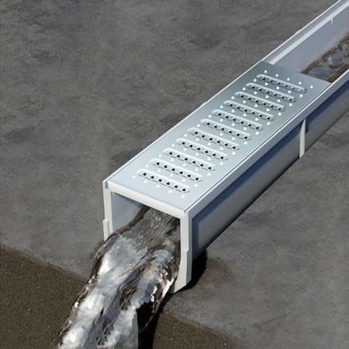 HGOuhK Drainageabdeckungen Dachrinnen, Regenrinnen-Ablaufsets, Regenrinnen-Abläufe mit Edelstahlgittern, mit Beton gepflasterte Dachrinnen, leicht zu reinigen(W-20cm(7.9) x H-15cm(5.9))