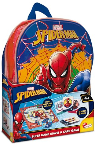 Lisciani - Spider Man Super Game - Rucksack mit Spielen Kinder ab 6 Jahren - Inklusive Kartenspiel und Brettspiel - Spider Man Lernspiele - 2+ Spieler - Geburtstagsgeschenkidee