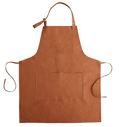 ETZRYSYB Delantal de cuero para cocinar, hornear, impermeable, a prueba de aceite, delantal de cocina, delantales de restaurante para mujer, delantal sin mangas, marrón, Talla única