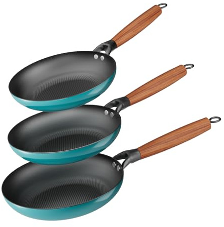 YUTANN Nonstick Frying Pan Set, 8 10 12 Ceramic Frying Pans, Pre-seasoned Cast Iron Pan Cookware Set with Removable Handle, Dishwasher Safe, Free of PFAS & PFOA, Compatible with All Stovetops