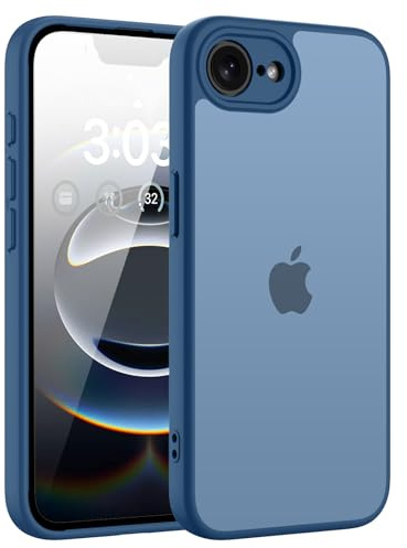 WXX für iPhone 16e Hülle Matt Case Transluzente Rückseite, Kratzfeste Rundumschutz Anti-gelb Handyhülle für iPhone 16e 6.1” Dunkel Blau
