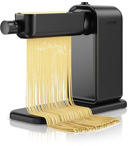 Arendo - Elektrische Nudelmaschine – Pasta Maker - 5 Stärken einstellbar – 120 Watt – Nudelwalze und 2x Pasta-Schneideinsätze 2 mm und 6 mm – Knetmaschine - schwarz