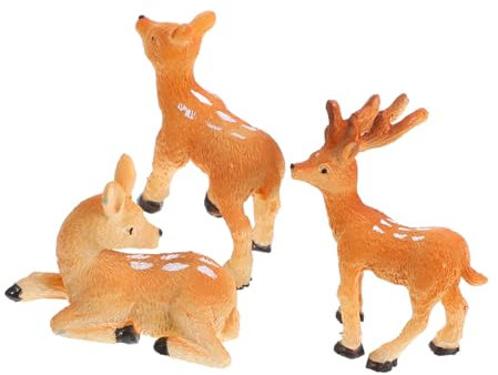 PERSELOSO 3stücke Miniatur REH Figuren Teiliges Resin Deko Garten Bonsai Kreative -Dekorationen Langlebig Und Vielseitig Einsetzbar Für Weihnachtsdeko Und Kindergeburtstage