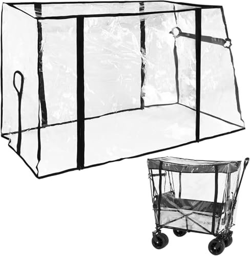 Collapsible Wagon Rain Cover Folding Wagon Rain Cover Clear Collapsible Garden Camping Trolley Cart Cover for Camping, Garden, and Storage (Trolley Not Included)
