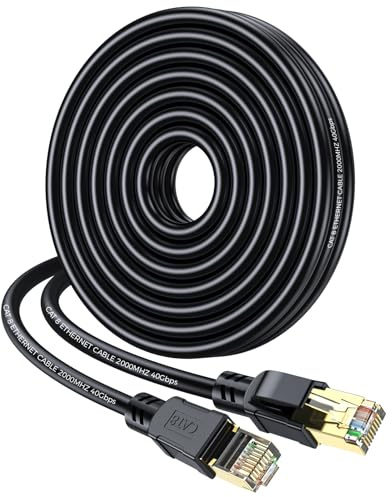 CCRANOO Cat 8 Ethernet Cable 10M, High Speed Heavy Duty Network LAN Patch Cord 40Gbps 2000Mhz with Gold Plated RJ45 Connector, Outdoor&Indoor Internet Cable Compatible for Router Gaming Modem Xbox