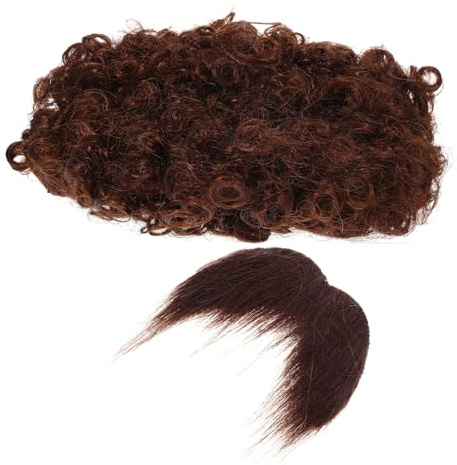 SHERCHPRY Afro Perücke mit Künstlichem Bart für Männer Party Zubehör Piraten Cosplay Requisiten Bart Kopfbedeckung Charakter Performance Accessoire