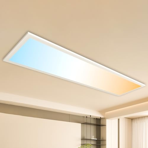 Deckenlampe Led Deckenleuchte Dimmbar Flach - 100x25CM LED Panel Lampe Decke mit Fernbedienung Timer Rechteckig Leuchten 3000K-6500K 30W 2543LM für Wohnzimmer Badezimmer Schlafzimmer Flur Büro küche