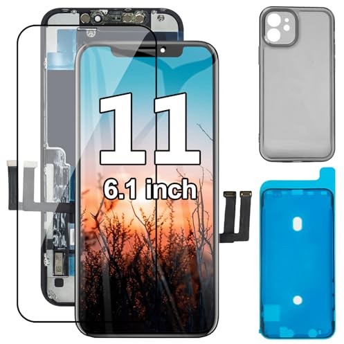 EFAITHFIX Pantalla LCD de repuesto para iPhone 11 de 6.1 pulgadas, pantalla LCD Full HD 3D, digitalizador de pantalla táctil para A2111, A2223, A2221 con adhesivo impermeable, protector de pantalla