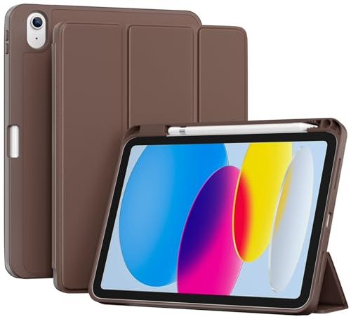 ProCase Coque avec Porte-Stylet pour iPad(A16) 11 Pouces 2025, iPad 10ème Génération 10.9 2022, Nouvel Étui Amélioré, Housse de Protection Anti-Chute -Marron