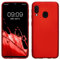 kwmobile Case kompatibel mit Samsung Galaxy A20e Hülle - Schutzhülle aus Silikon metallisch schimmernd - Handyhülle Metallic Dunkelrot