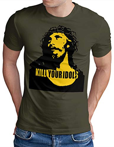 OM3® Kill Your Idols T-Shirt - Herren - 90s Jesus Hard Rock Punk Grunge Music Band - S - 5XL