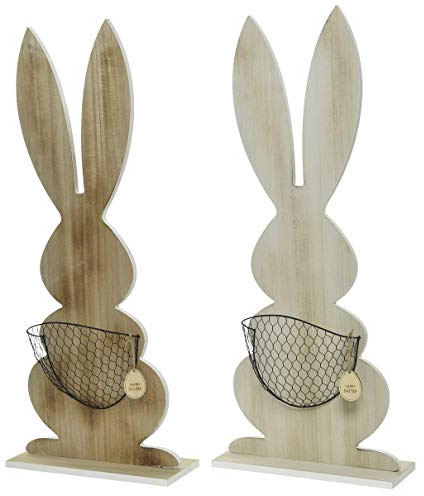 Kaemingk großer frühlingshafter putziger Deko-Hase Osterhase als Silhouette aus Holz mit Eierkorb Preis für 1 Stück