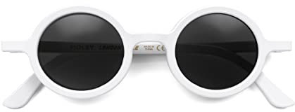 LONDON MOLE Eyewear | Moley Sonnenbrille | Runde Brille | Modemarke | UV400 Schutz | Herren Damen Unisex | Federscharniere |, Retro (weiß)