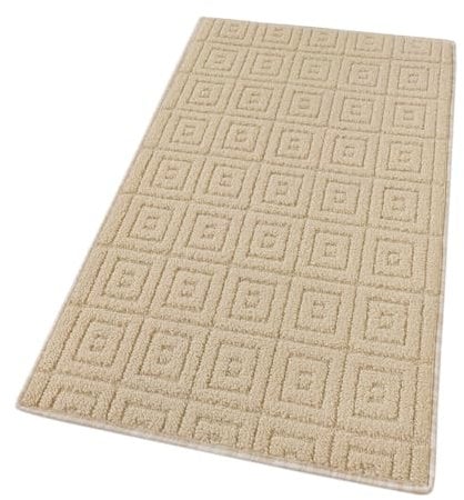 emmevi Alfombra de cocina 3D antideslizante de color liso, lavable, suave, absorbente, mod. EVITA 57 x 115 cm, beige