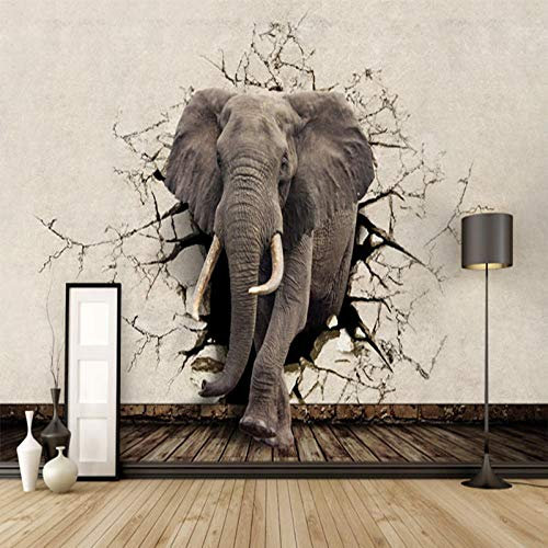 Custom 3D Lifelike Animal Wall Mural Rhino Lion Elephants Photo Wallpaper Non-Woven Paper Wallpapers Kid's Room Sofa Tv Backdrop,200(W)*140(H)cm